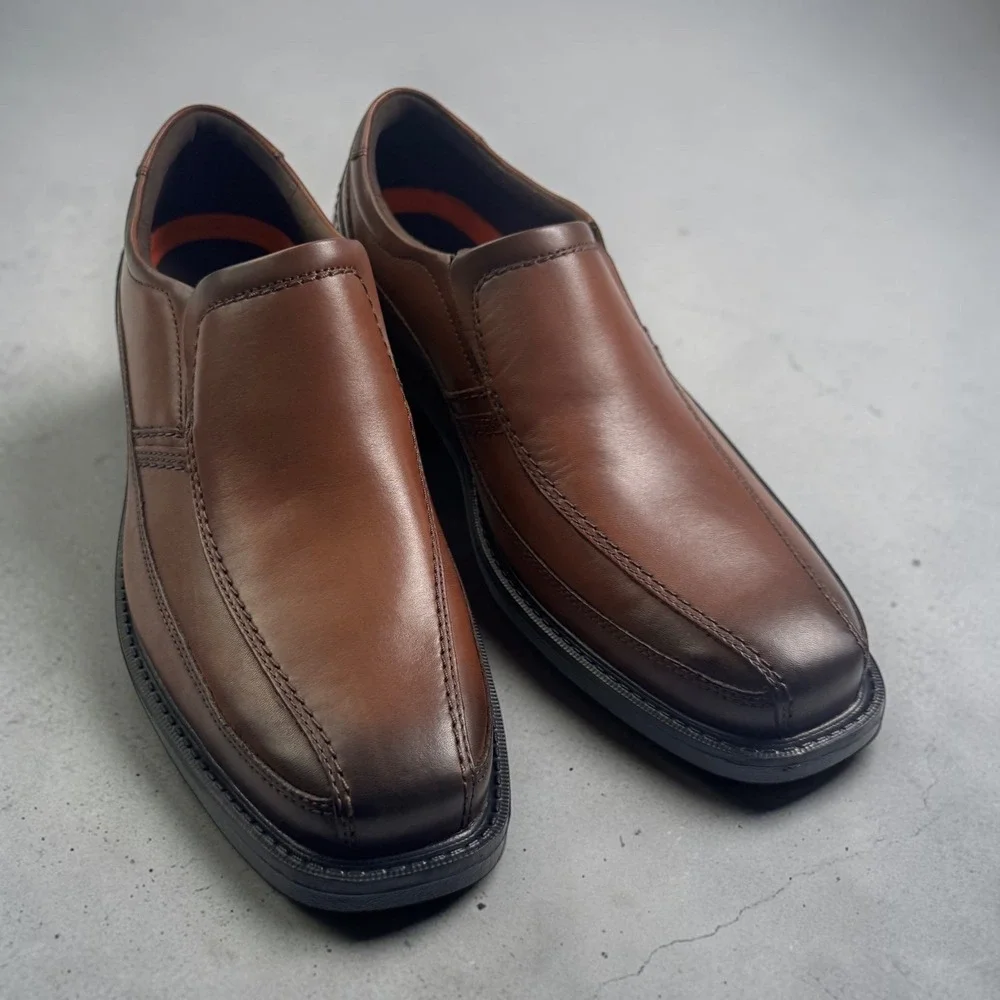 Rockport SL2 Bike SO Men Tan Havane Leather Slip On Loafer Shoes CH5296 9.5W